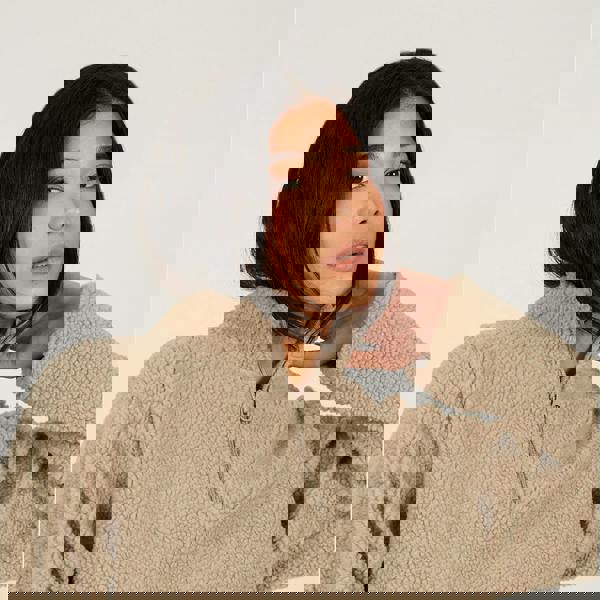 Brave Soul Taupe Quarter Zip Sherpa Fleece - Taupe Image 4