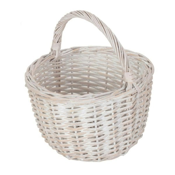 White Wash Wicker Shopping Basket
