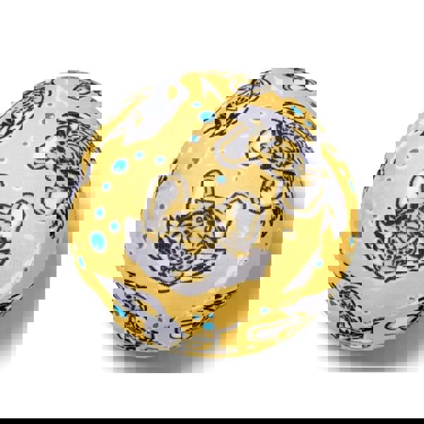 Yellow Speedo Character Splash soft pool ball with blue spots and stripes