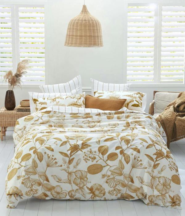 M.M Linen Botanical Duvet Set - Ochre