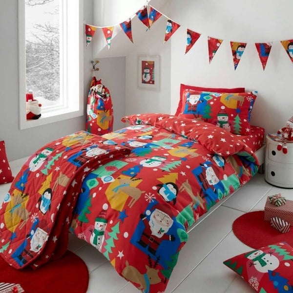 Happy Linen Company Jolly Christmas Santa Bedding Set