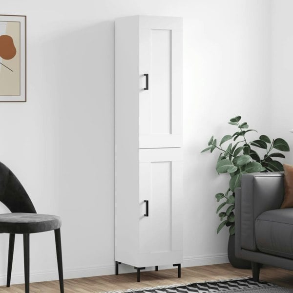 Berkfield Highboard White 34.5x34x180 cm Engineered Wood