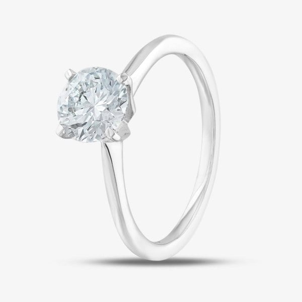 T. H. Baker 9ct White Gold Certified Lab Grown 1.00ct Brilliant Cut Diamond Solitaire Ring LGR21614-100 (WG)