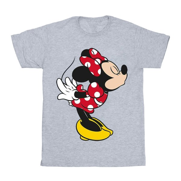 Disney Girls Minnie Mouse Split Kiss Cotton T-Shirt - Sports Grey