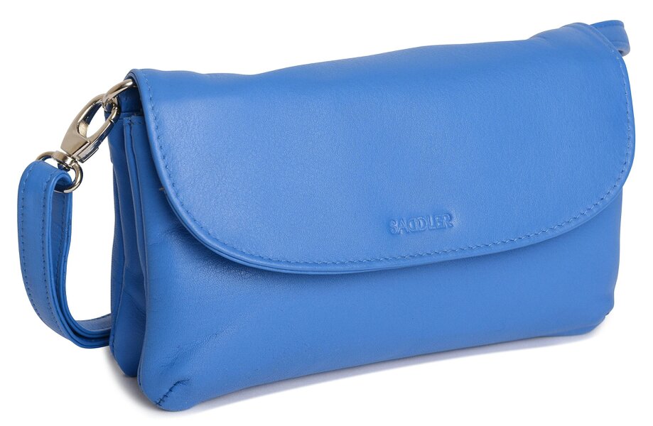 SADDLER Audrey Compact Leather Crossbody Bag & Clutch – Versatile & Stylish - Gift Boxed - Electric Blue