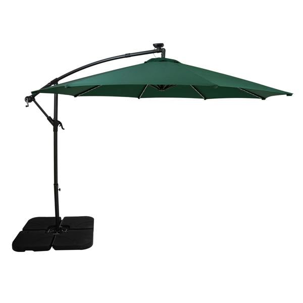 Jardi LED Cantilever Parasol 3m With Square Base – Green