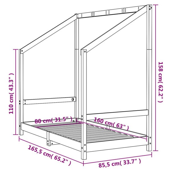 Berkfield Kids Bed Frame 80x160 cm Solid Wood Pine