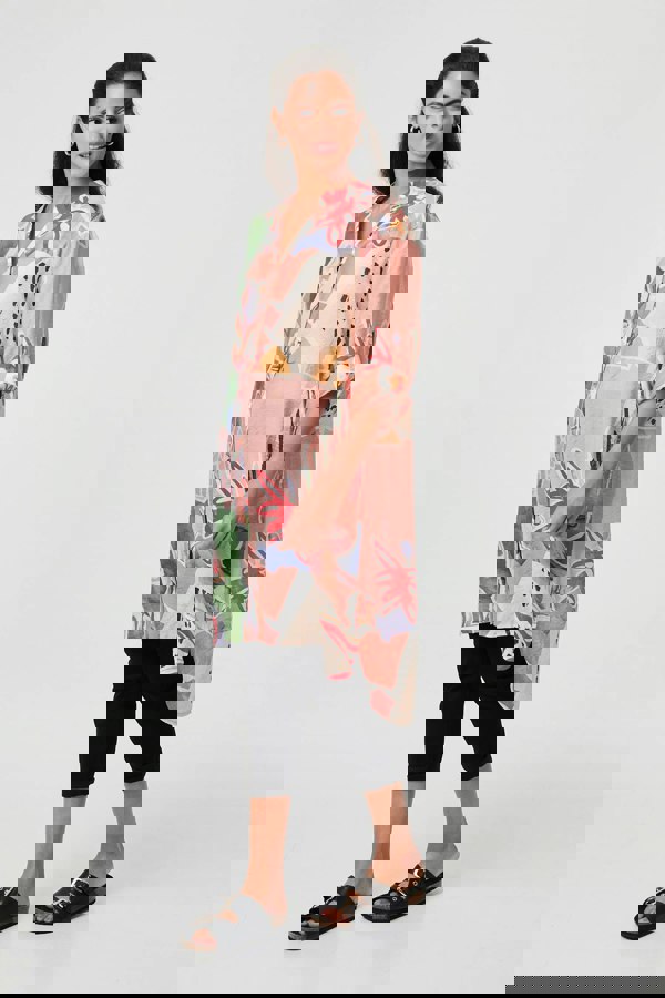 Pink | Abstract Longline Relaxed Shirt Dress
