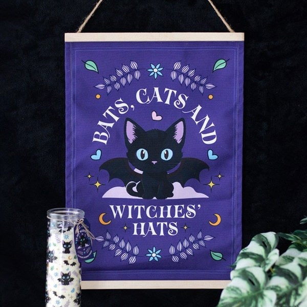 Serano Bats, Cats and Witches Hats Fabric Wall Hanging