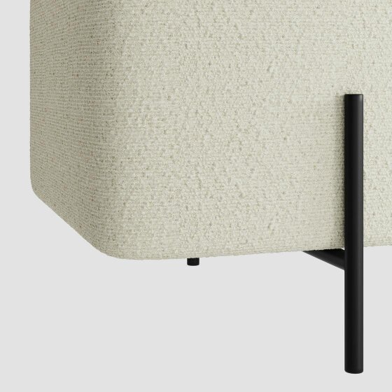 Wyld Haus Elowen Rectangle Storage Ottoman Bench Ivory Boucle Black Metal Legs