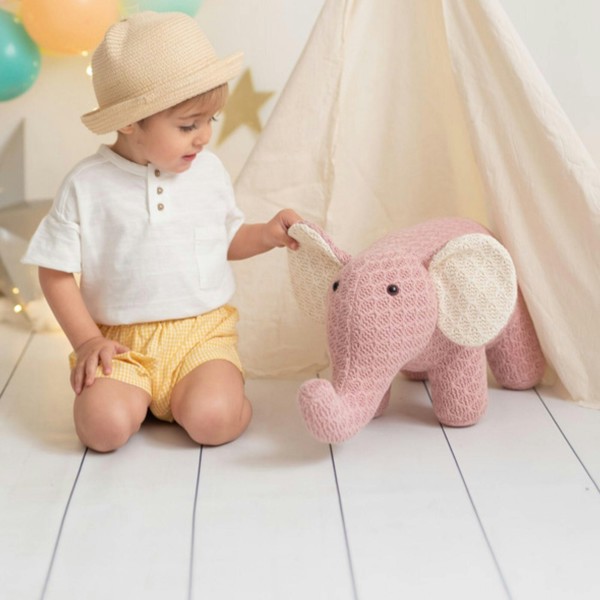 CROCHETTS Set of 2 cotton elephant plush toys (Large + Mini) PLTR02LTM03