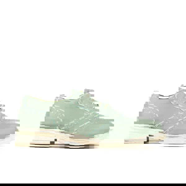 Embassy London Brick Lane - Green - Women's contrast leather lace-up brogue