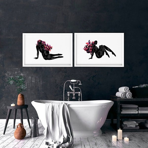 Bathroom framed art | set of 2 unique wall art