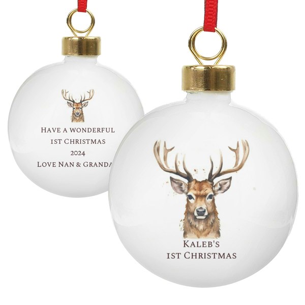 Personalised Memento Company Personalised Watercolour Stag Bauble