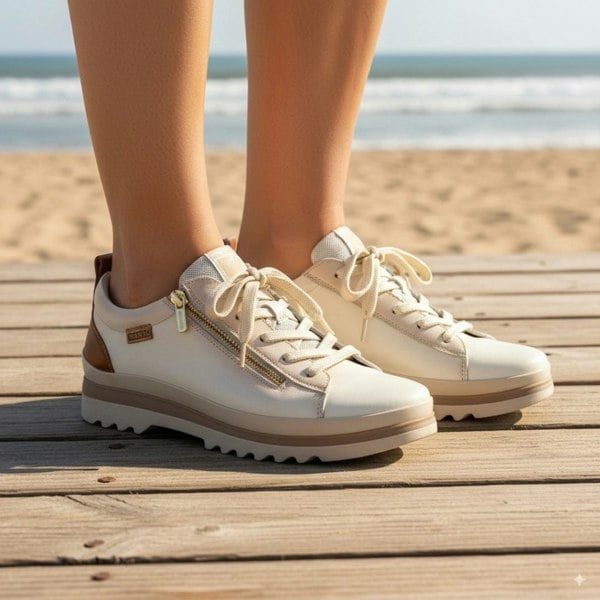 Pikolinos Vigo - Women’s Nata White Leather Sneakers