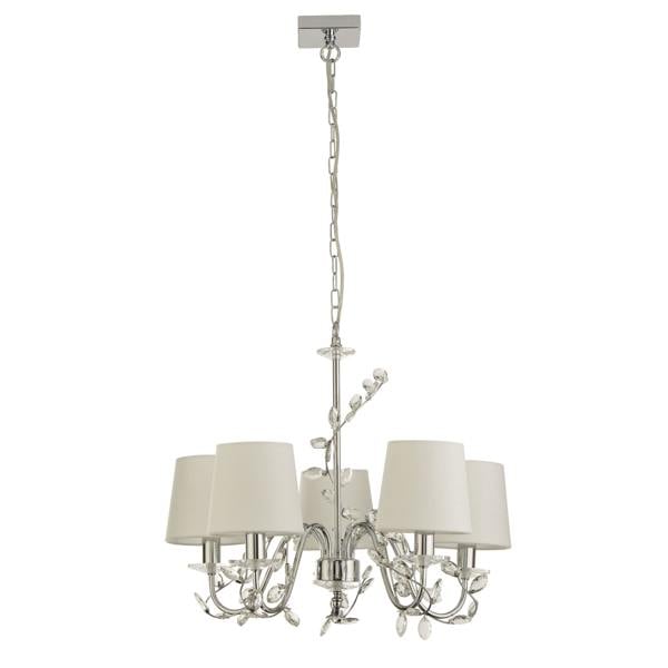 Lighting Collection 5 light Chrome & Glass Ceiling Pendant