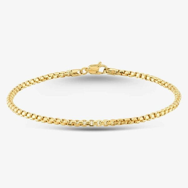T. H. Baker 9ct Yellow Gold 7.5 Inch Box Chain Bracelet HRBP-250-9Y-7.5