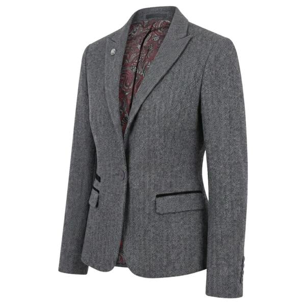 IMW-03 - Women's Grey Tweed Herringbone Blazer Waistcoat-TruClothing