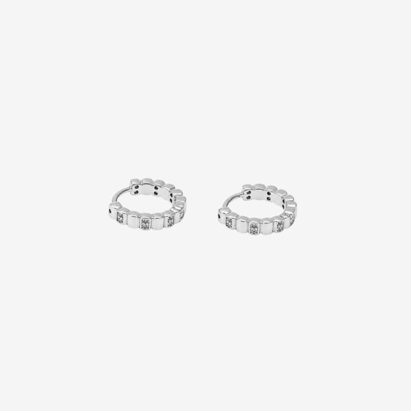 Uchi & Soto Shikaku Stone Silver Huggie Hoop Earrings