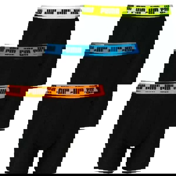 Puma - 3 - Pack Everyday Basic Boxer Briefs, Black w/ orange/blue/yellow - Boxers - and - Briefs.net