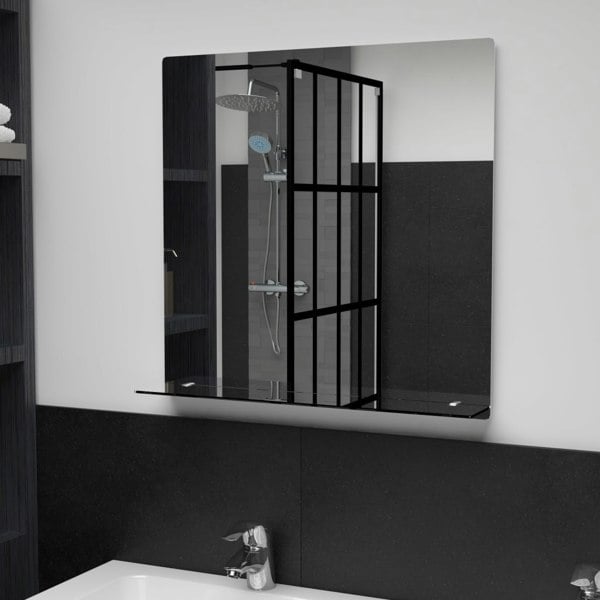 Berkfield Wall Mirror with Shelf 60x60 cm Tempered Glass