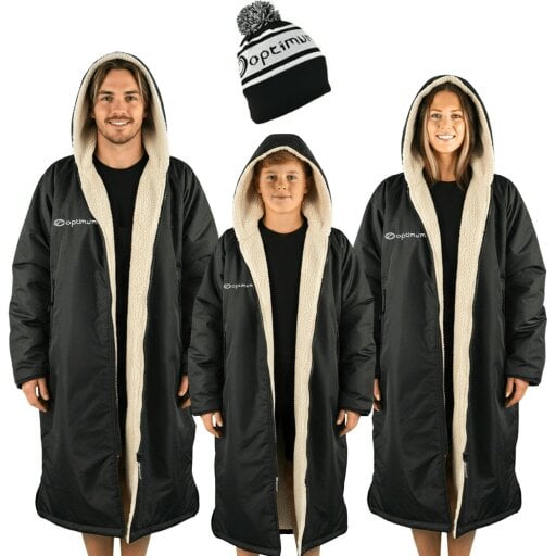 Optimum Drywrap Long Sleeve Changing Robe | Waterproof, Fleece-Lined - Black