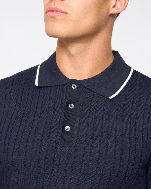 Bewley & Ritch Ambrosden Polo Neck Knit Navy Marl