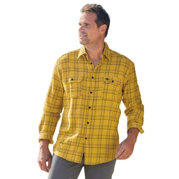 Atlas For Men Mens Checked Flannel Shirt - Yellow - 