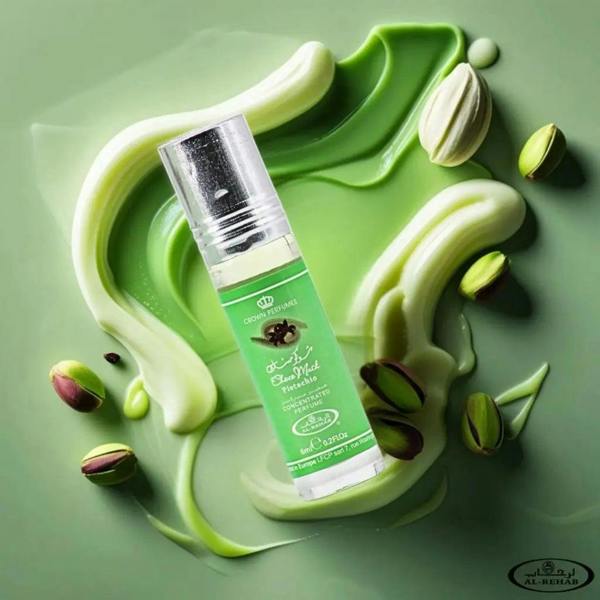 Al Rehab Choco Musk Pistachio 6ml Perfume Oil Roll On diagramd of pistachio