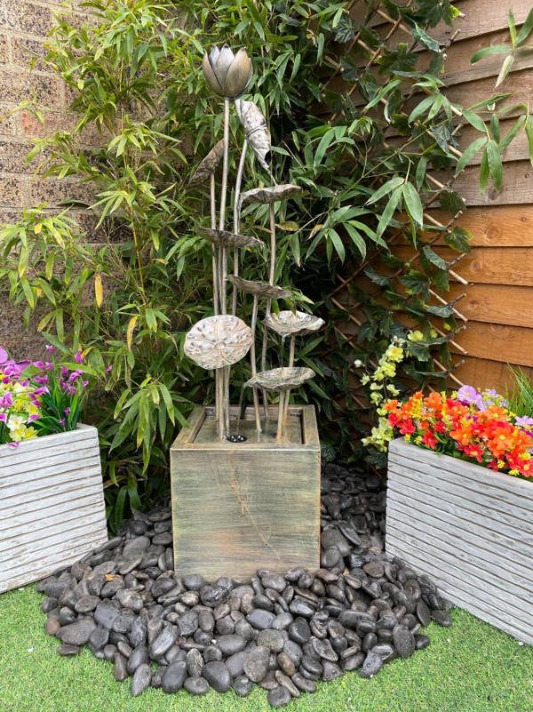 Tranquillity Water Features Grand Zinc Flower Modern Metal Water Feature