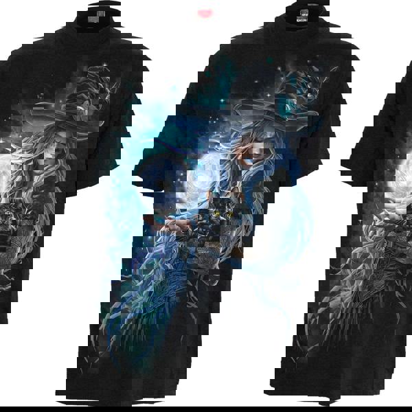 MYSTIC MOON - Front Print T-Shirt Black