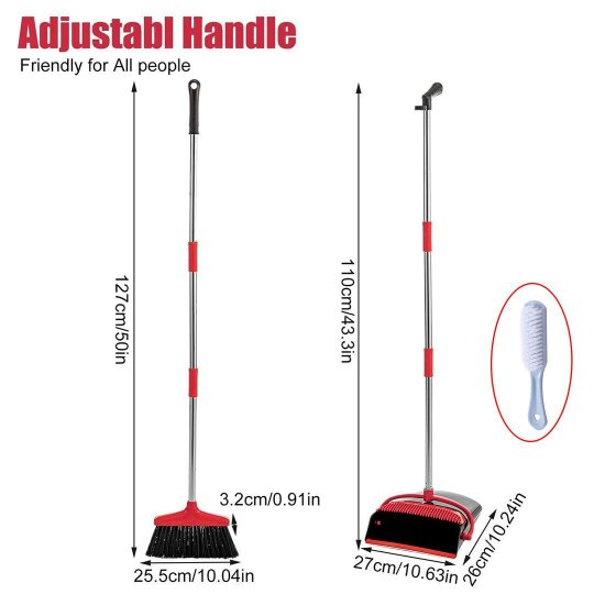 Havendro Dustpan and Brush Set Extra Long Home Kitchen Handle Vertical Broom Cleaning Kit