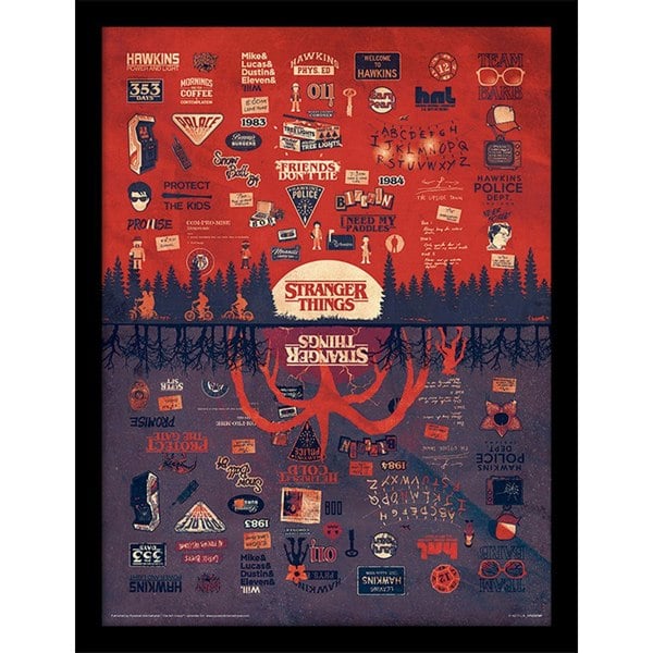 Stranger Things The Upside Down Framed Poster - Red/Purple