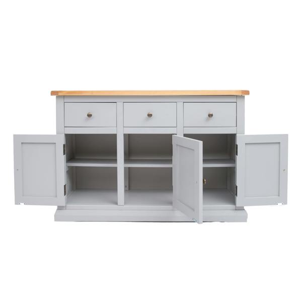 Cabinet Bits Loreo Light Grey 3 Drawer 3 Door Sideboard Brass Knob