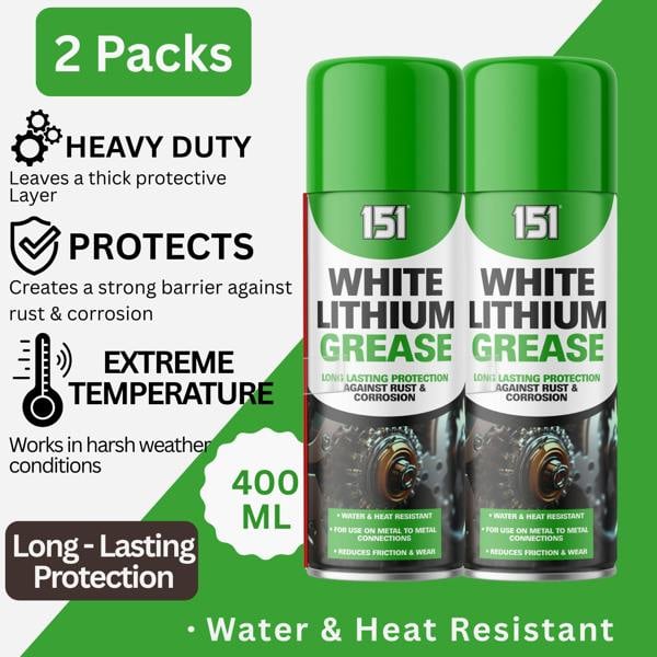 151 2X 151 White Lithium Grease Long Lasting Protection 400ml