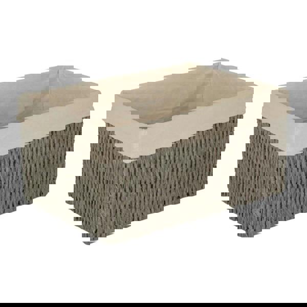 White Cotton Paper Rope Storage Basket with White Cotton Lining