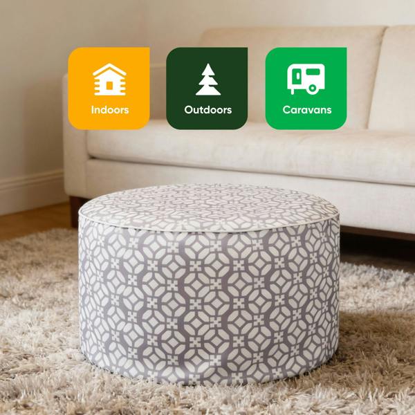Gardenwize Outdoor Pouf Ottoman – Geo Inflatable Footstool