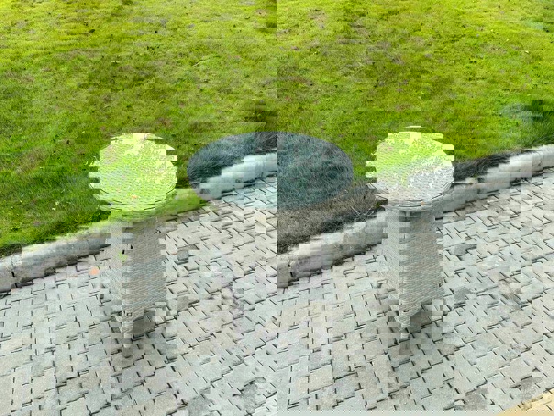 Fimous Rattan Garden Furniture Set Outdoor Bistro Set with 1 Coffee Table & 2 Seater Chairs Light Grey Mixed