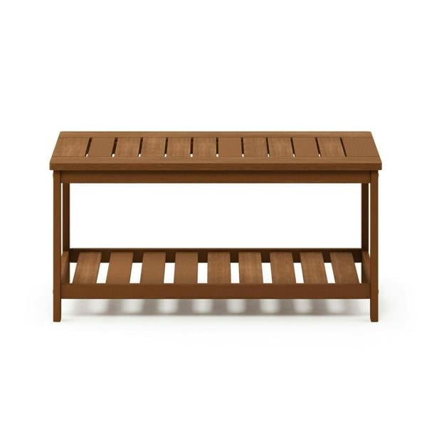 WALPLUS Tioman Hardwood Coffee Table with Shelf in Teak Oil, Natural | Modern Coffee Table for Living Room Decor and Daily Use