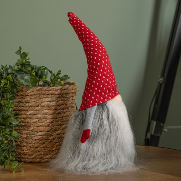 Samuel Alexander 34cm Festive Gonk Cuddly Santa Indoor Christmas Plush Decoration in Spotty Hat