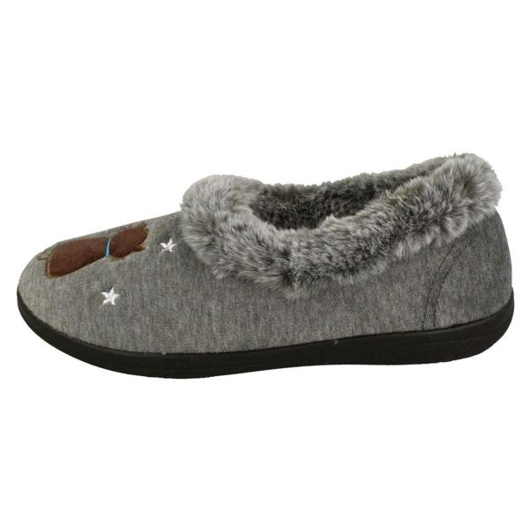 Padders Ladies Padders Slippers With Cats Motifs With A Faux Fur Trim Anna