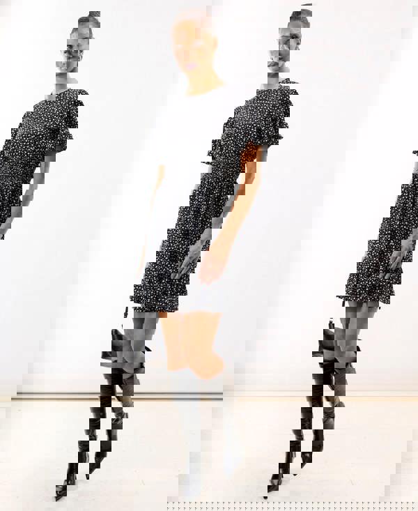 Mono Heart Shirred Waist Mini Dress