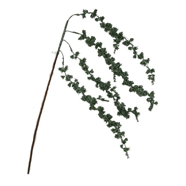 Samuel Alexander 96cm Green Glitter Frosted Mini Leaf Wispy Christmas Stem Decoration