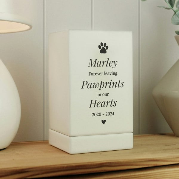 Personalised Memento Company Personalised Pet Pawprints Small Wooden Urn