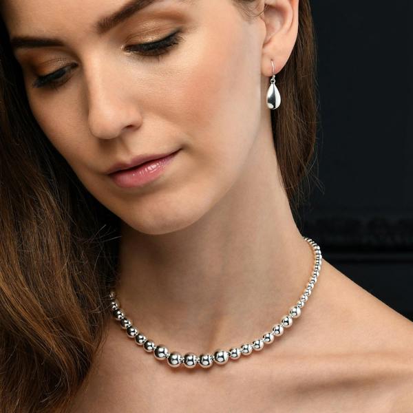 namana 925 Sterling Silver Beaded Ball Necklace