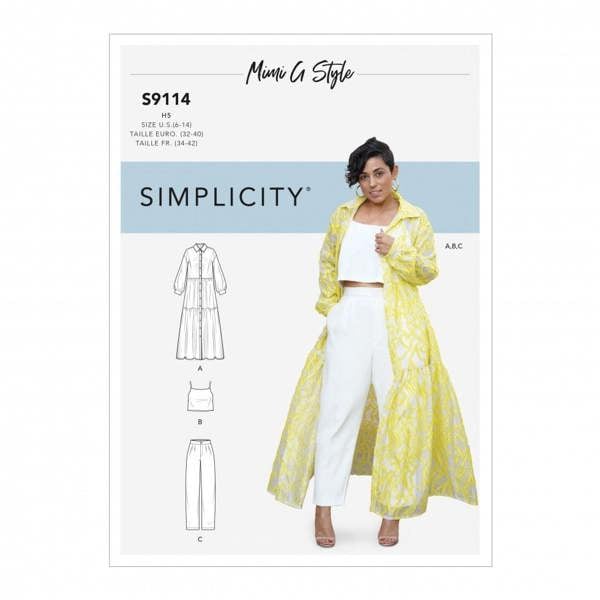 Simplicity Sewing Pattern 9114, Dresses, Tops, Trousers for Women, H5 (6-8-10-12-14) - Intermediate