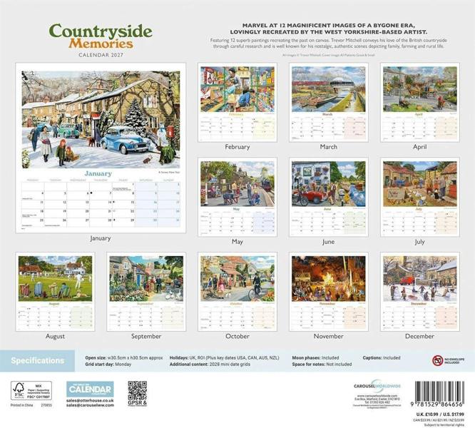 Countryside Memories Calendar 2027 (illustrations by Trevor Mitchell)