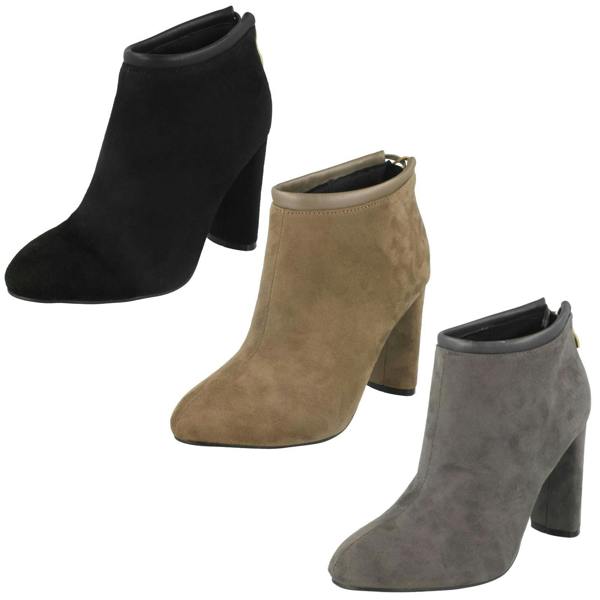 Spot On Ladies Spot On Back Tie Ankle Boots