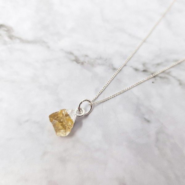 Sterling Silver Raw Citrine November Birthstone Necklace