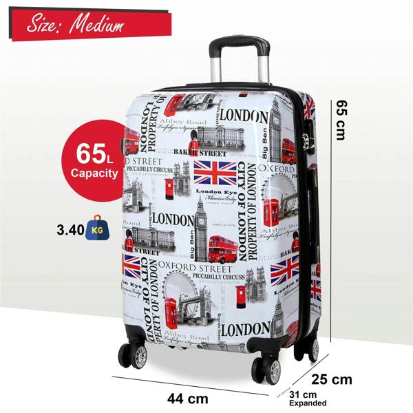 Snowball Strong Expandable Hard Shell 8 Wheel Suitcase Set Print Luggage Cabin Travel Bag